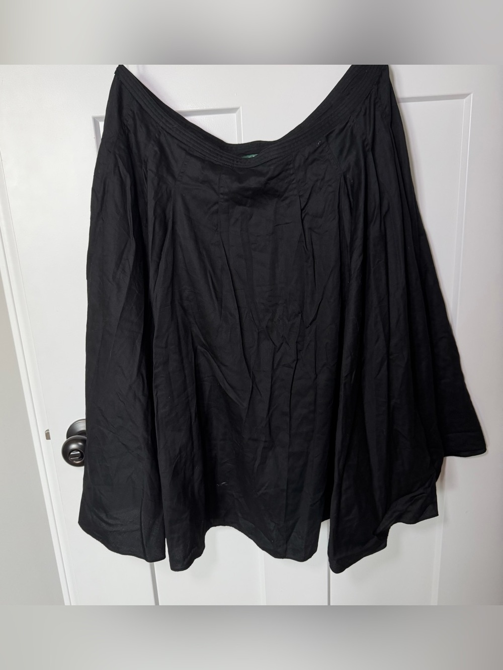 Lauren Ralph Lauren Black Full A-Line Skirt 100% Cotton Flare Casual Preppy